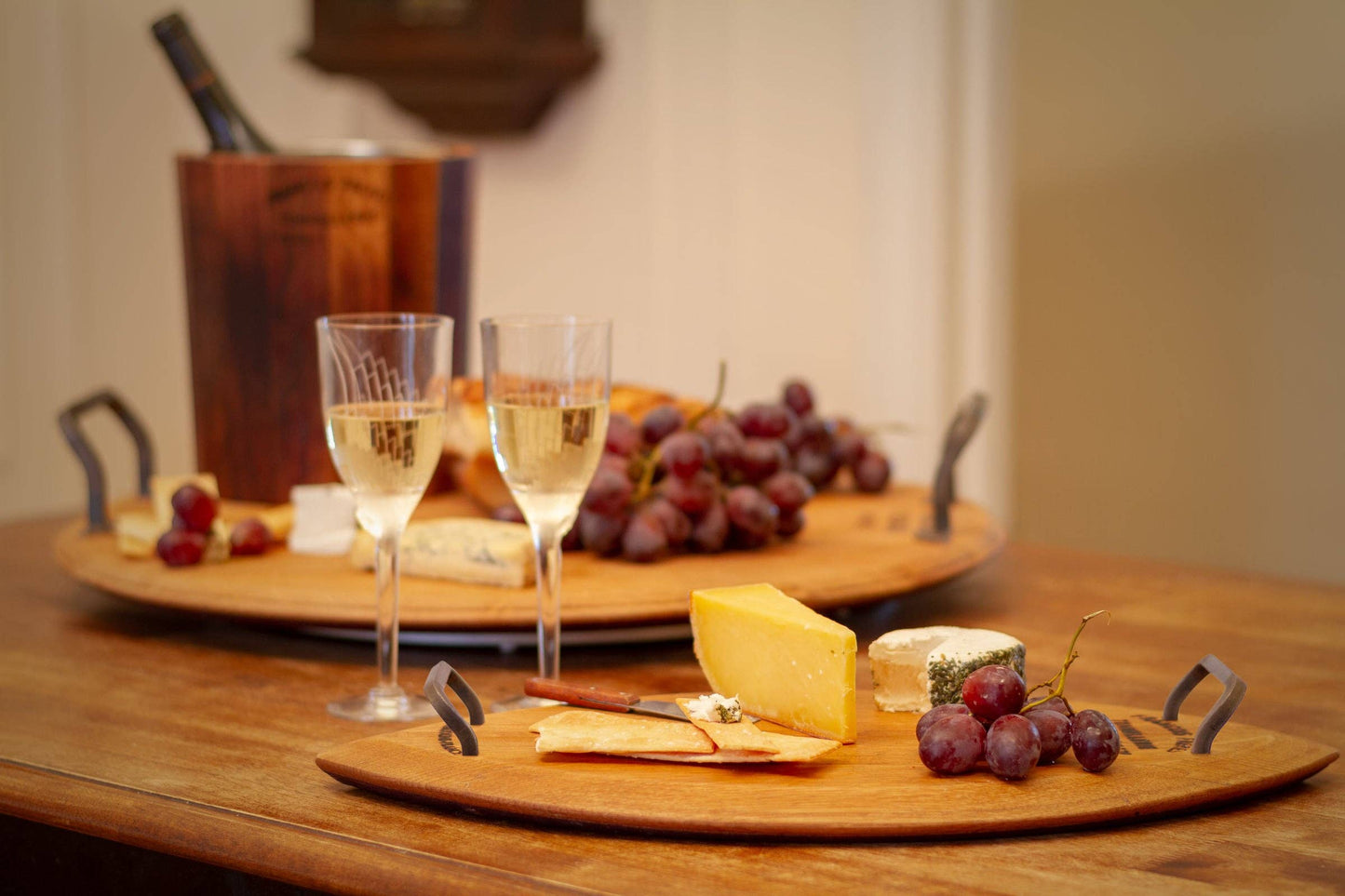Vintage Leaf Serving Platter, Wine Barrel Oak