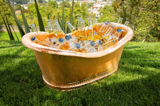 Hammered Copper Tub Cooler, 30" Oval