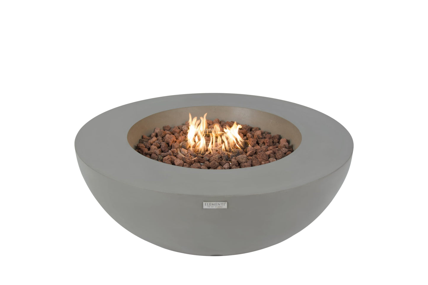 Elementi Lunar Bowl Fire Table - Light Gray with fire