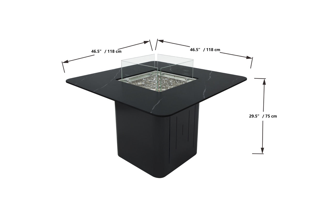 Elementi Plus Brugge Fire Table windscreen detail