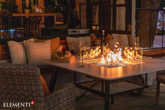 Elementi Plus Helsinki Marble Porcelain Dining Fire Table