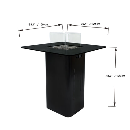 Elementi Plus Koln Marble Porcelain Bar Fire Table