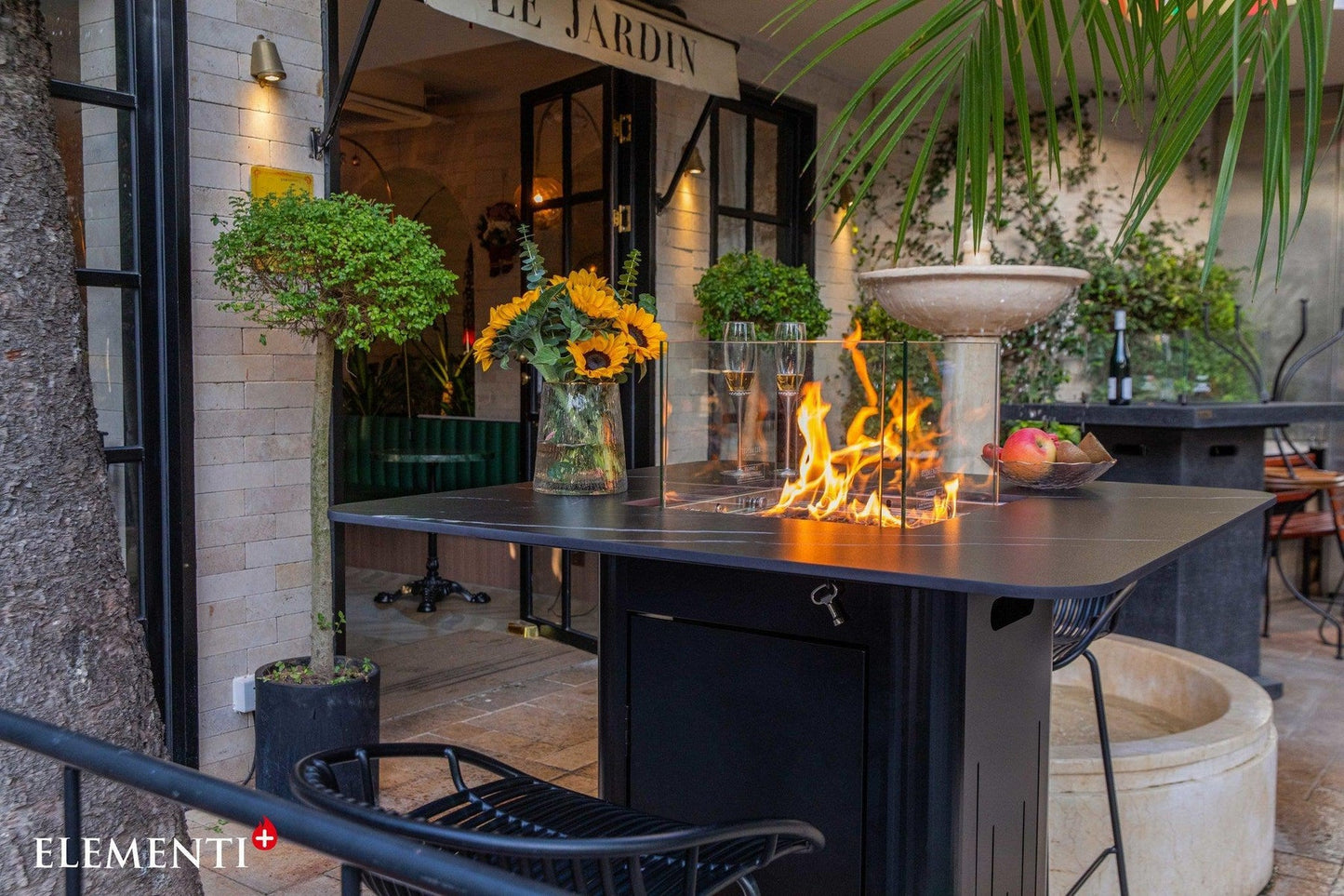 Elementi Plus Koln Marble Porcelain Bar Fire Table
