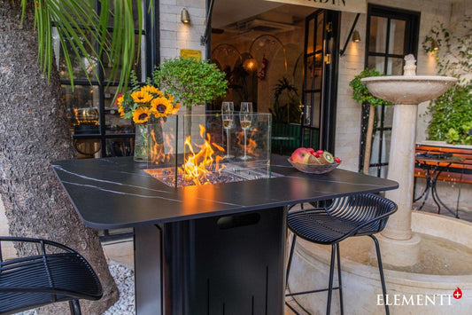 Elementi Plus Koln Marble Porcelain Bar Fire Table