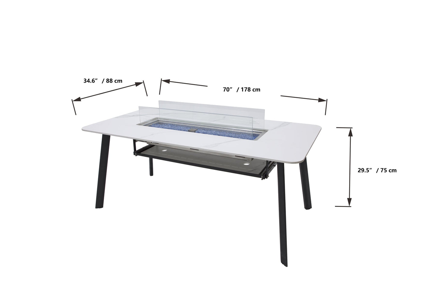 Elementi Plus Oslo Marble Porcelain Dining Fire Table