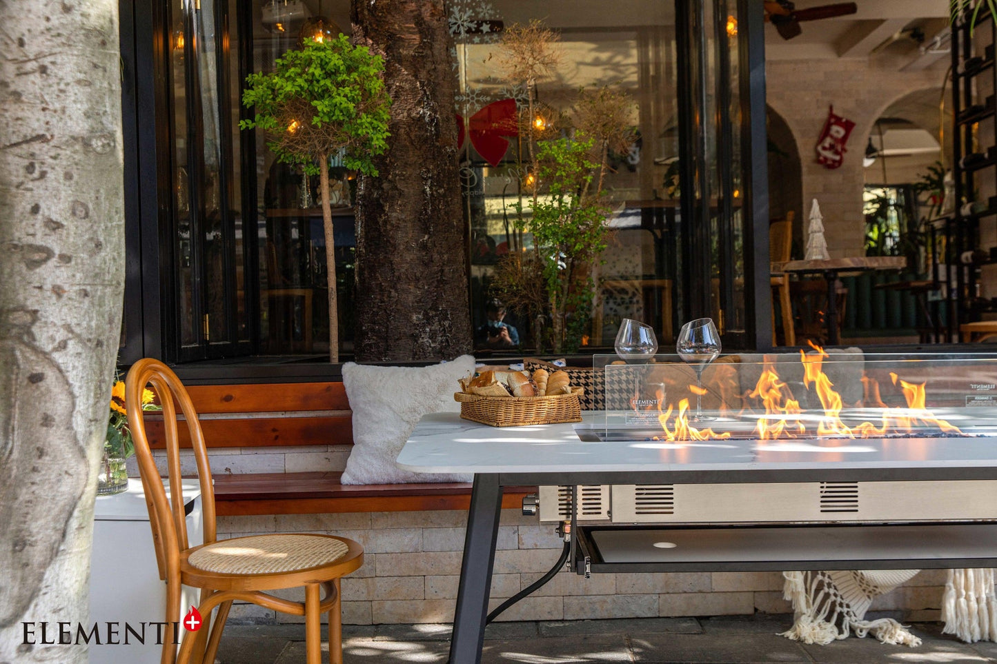 Elementi Plus Oslo Marble Porcelain Dining Fire Table