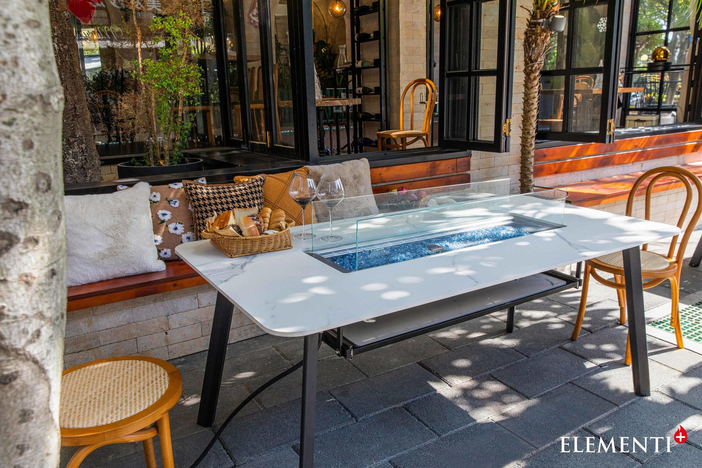 Elementi Plus Oslo Marble Porcelain Dining Fire Table