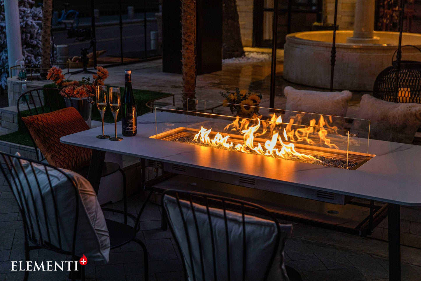 Elementi Plus Oslo Marble Porcelain Dining Fire Table