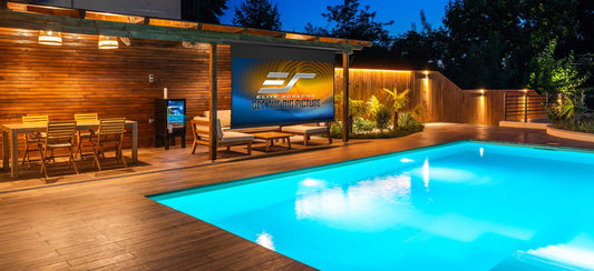 Elite Screens Yard Master Tab-Tension 2 Wireless — CineWhite Outdoor Projection Screen
