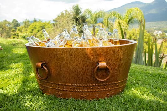 Hammered Copper Double-Wall Cooler, 30" Oval