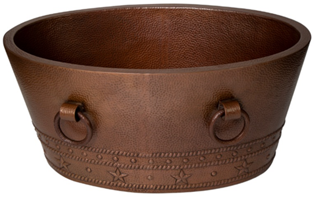Hammered Copper Double-Wall Cooler, 30" Oval