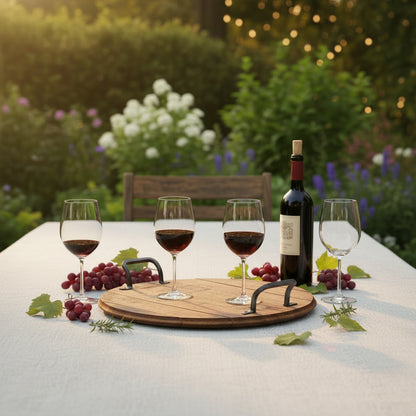 Vintage Wine Barrel Serving Platter, 22" Round